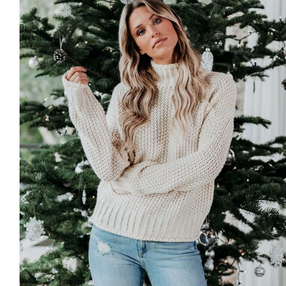 OLYMPIA Mock Neck Knit Sweater